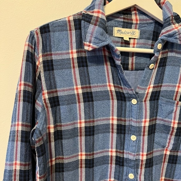 Madewell Blue Plaid Flannel - Picture 3 of 10